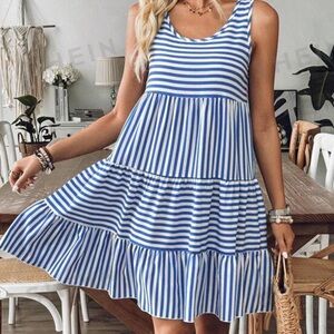 Blue and White Striped Dress Summer dress Sz small